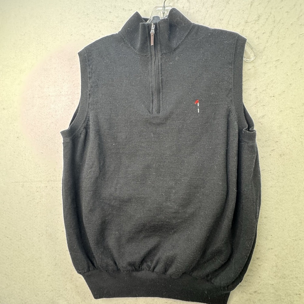 Fairway & Greene Black Baruffa Merino Lined Men's Golf Zip Vest Size Medium - Picture 11 of 11